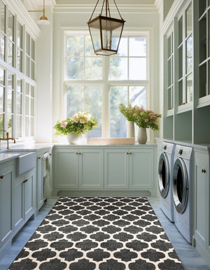 Black 10' 6 x 16' 5 Trellis Rectangle Area Rug