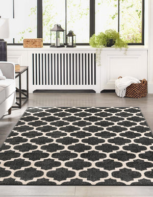 Black 10' 6 x 16' 5 Trellis Rectangle Area Rug