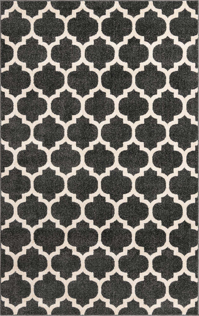 Black 5' 3 x 8' Trellis Rectangle Area Rug