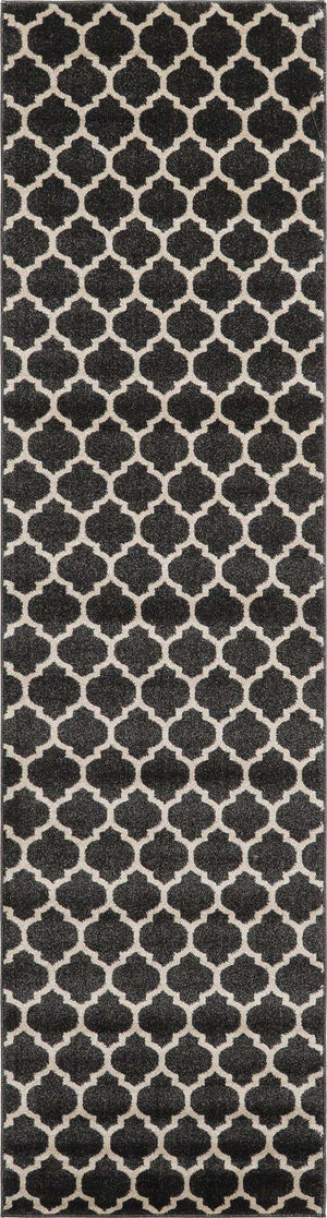 Black 2' 7 x 10' Trellis Runner Area Rug