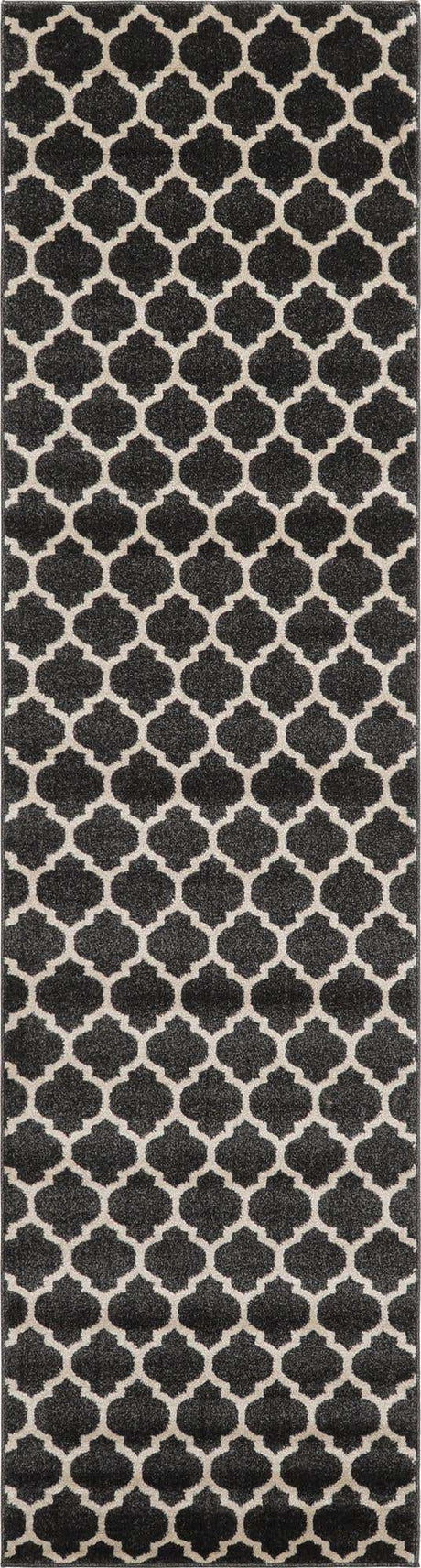 Black 2' 7 x 10' Trellis Runner Area Rug