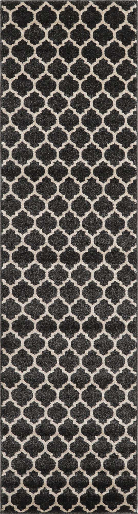 Black 2' 7 x 10' Trellis Runner Area Rug