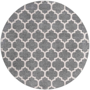 Dark Gray 7' 10 x 7' 10 Trellis Round Area Rug
