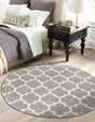 Dark Gray 7' 10 x 7' 10 Trellis Round Area Rug
