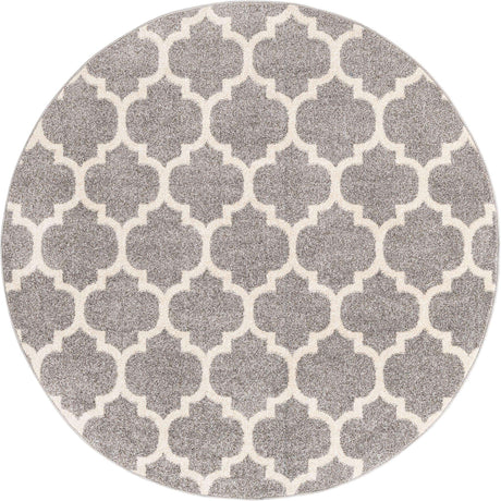 Dark Gray 6' 1 x 6' 1 Trellis Round Area Rug