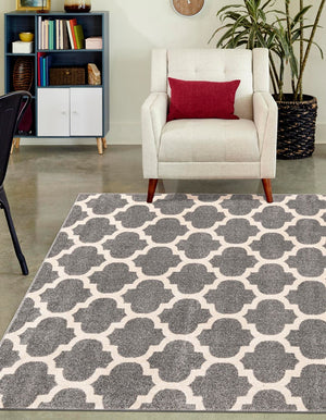 Dark Gray 9' x 12' Trellis Rectangle Area Rug
