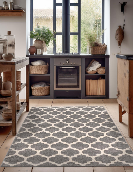 Dark Gray 10' 6 x 16' 5 Trellis Rectangle Area Rug Geometric Modern Unique Durable Easy Clean Carpet for Contemporary Interior Design for Sale at Rug Engine