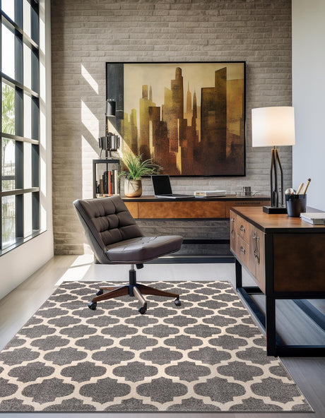 Dark Gray 10' x 14' 1 Trellis Rectangle Area Rug Geometric Modern Unique Durable Easy Clean Carpet for Contemporary Interior Design for Sale at Rug Engine