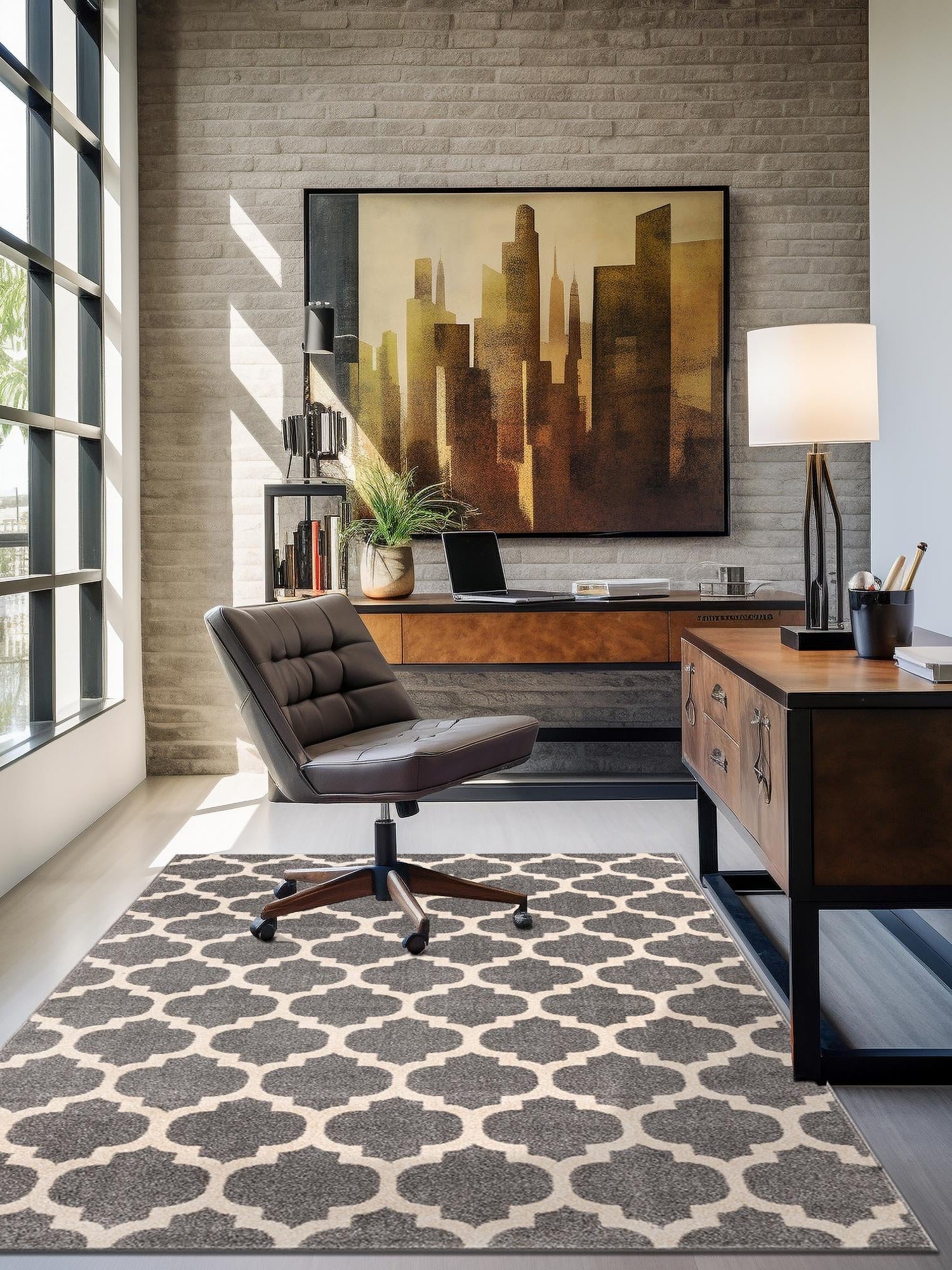 Dark Gray 7' 1 x 10' Trellis Rectangle Area Rug