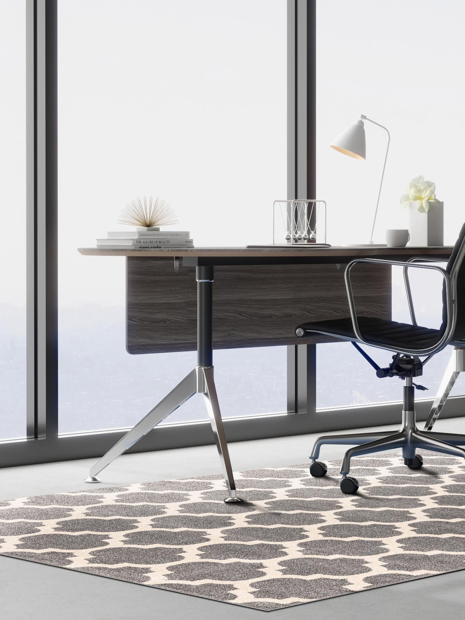 Dark Gray 6' 1 x 9' Trellis Rectangle Area Rug