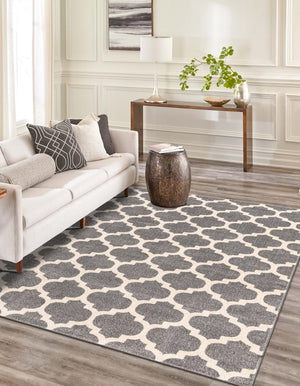 Dark Gray 9' x 12' Trellis Rectangle Area Rug