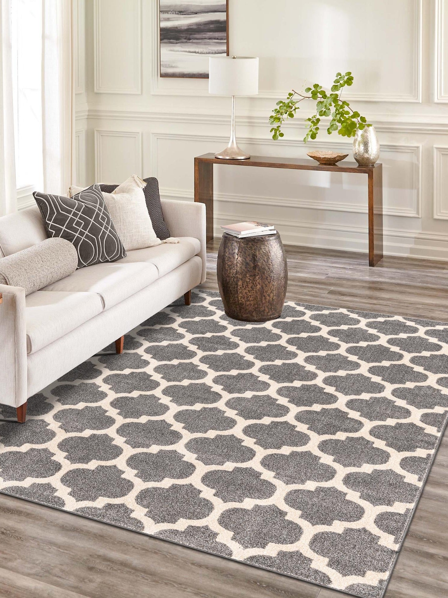 Dark Gray 10' x 14' 1 Trellis Rectangle Area Rug