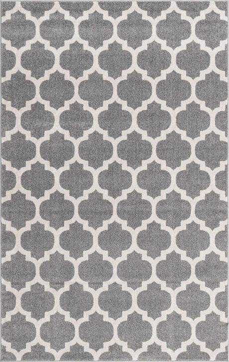 Dark Gray 5' 3 x 8' Trellis Rectangle Area Rug
