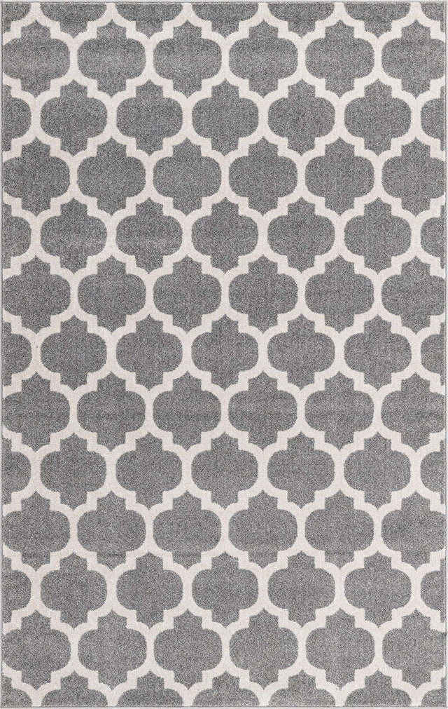 Dark Gray 5' 3 x 8' Trellis Rectangle Area Rug