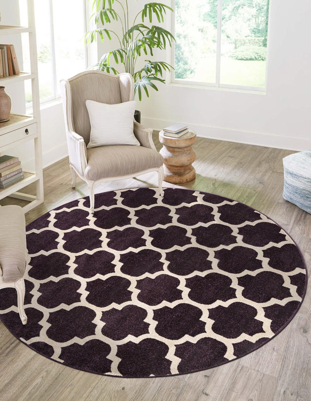 Purple 10' x 10' Trellis Round Area Rug