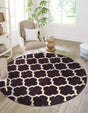 Purple 8' x 8' Trellis Round Area Rug Geometric Modern Unique Durable Easy Clean Carpet for Contemporary Interior Design for Sale at Rug Engine
