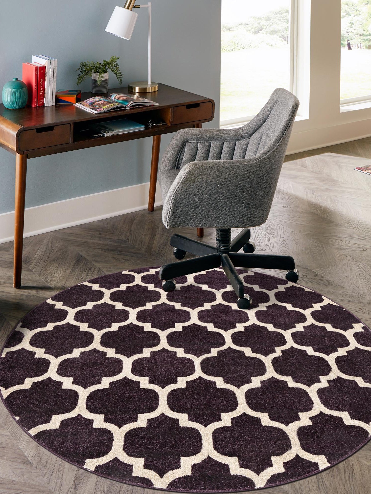 Purple 6' 1 x 6' 1 Trellis Round Area Rug