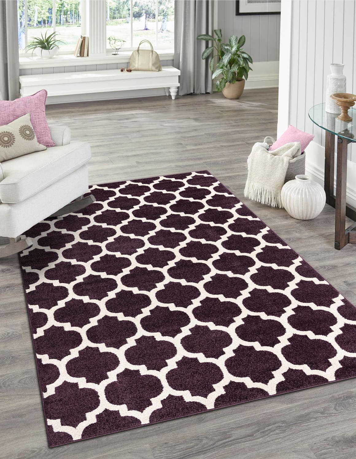 Purple 7' 1 x 10' Trellis Rectangle Area Rug