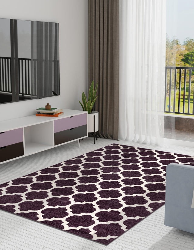 Purple 5' 1 x 8' Trellis Rectangle Area Rug