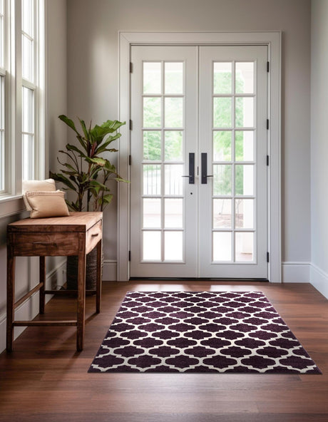 Purple 5' 1 x 8' Trellis Rectangle Area Rug Geometric Modern Unique Durable Easy Clean Carpet for Contemporary Interior Design for Sale at Rug Engine