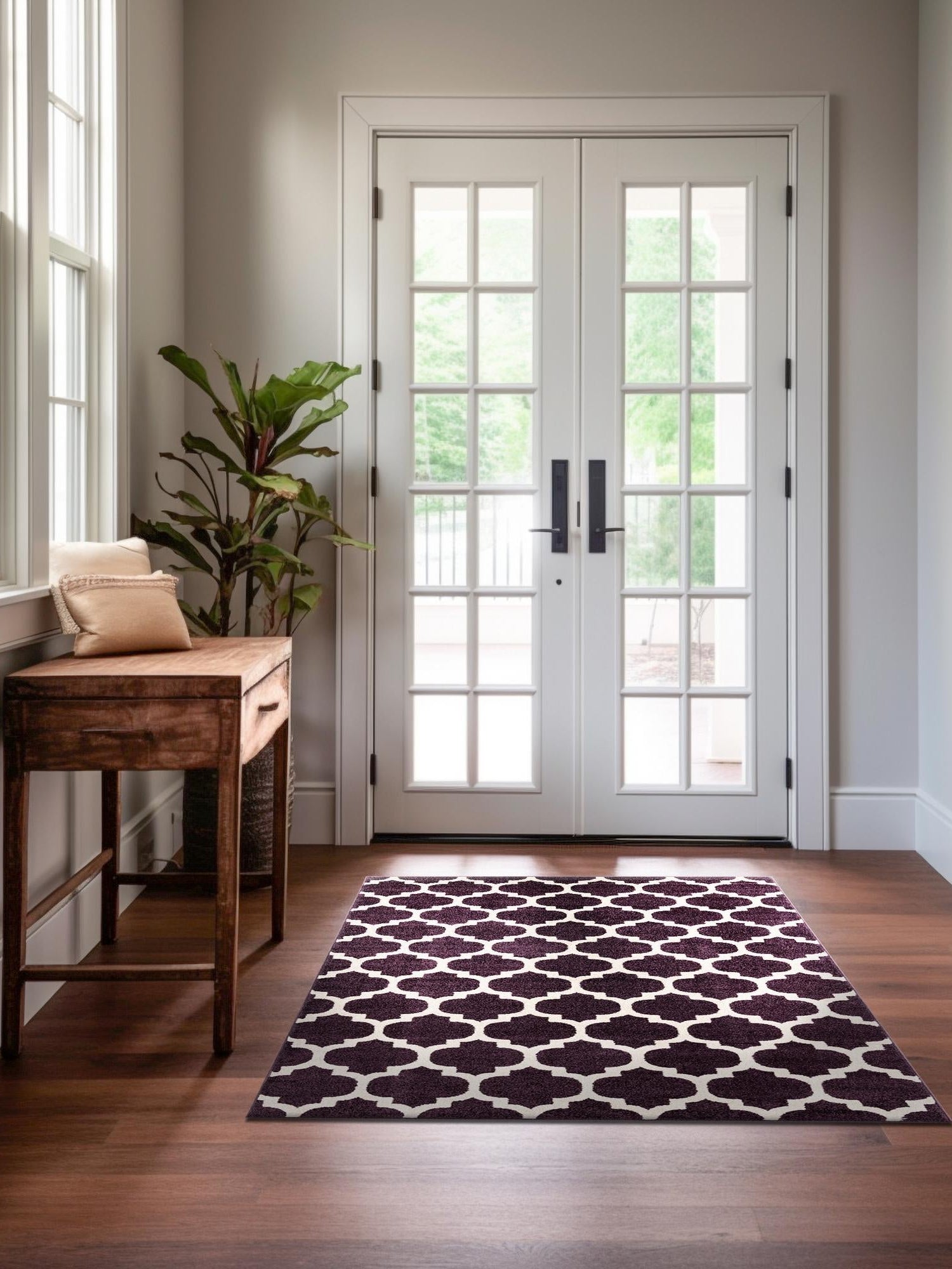 Purple 4' x 6' Trellis Rectangle Area Rug