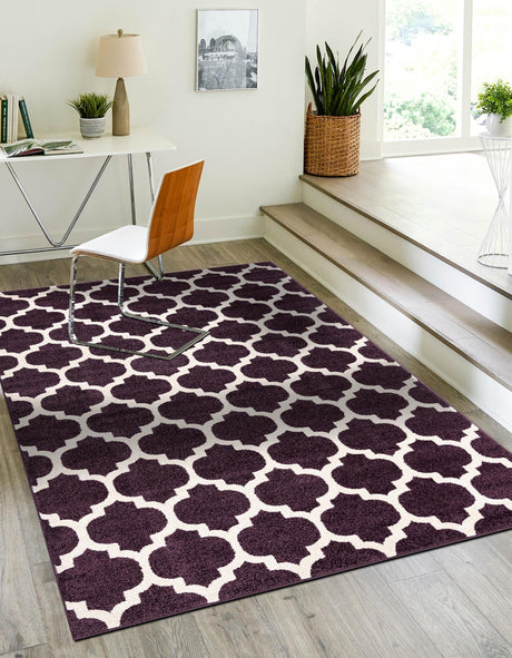 Purple 5' 1 x 8' Trellis Rectangle Area Rug Geometric Modern Unique Durable Easy Clean Carpet for Contemporary Interior Design for Sale at Rug Engine