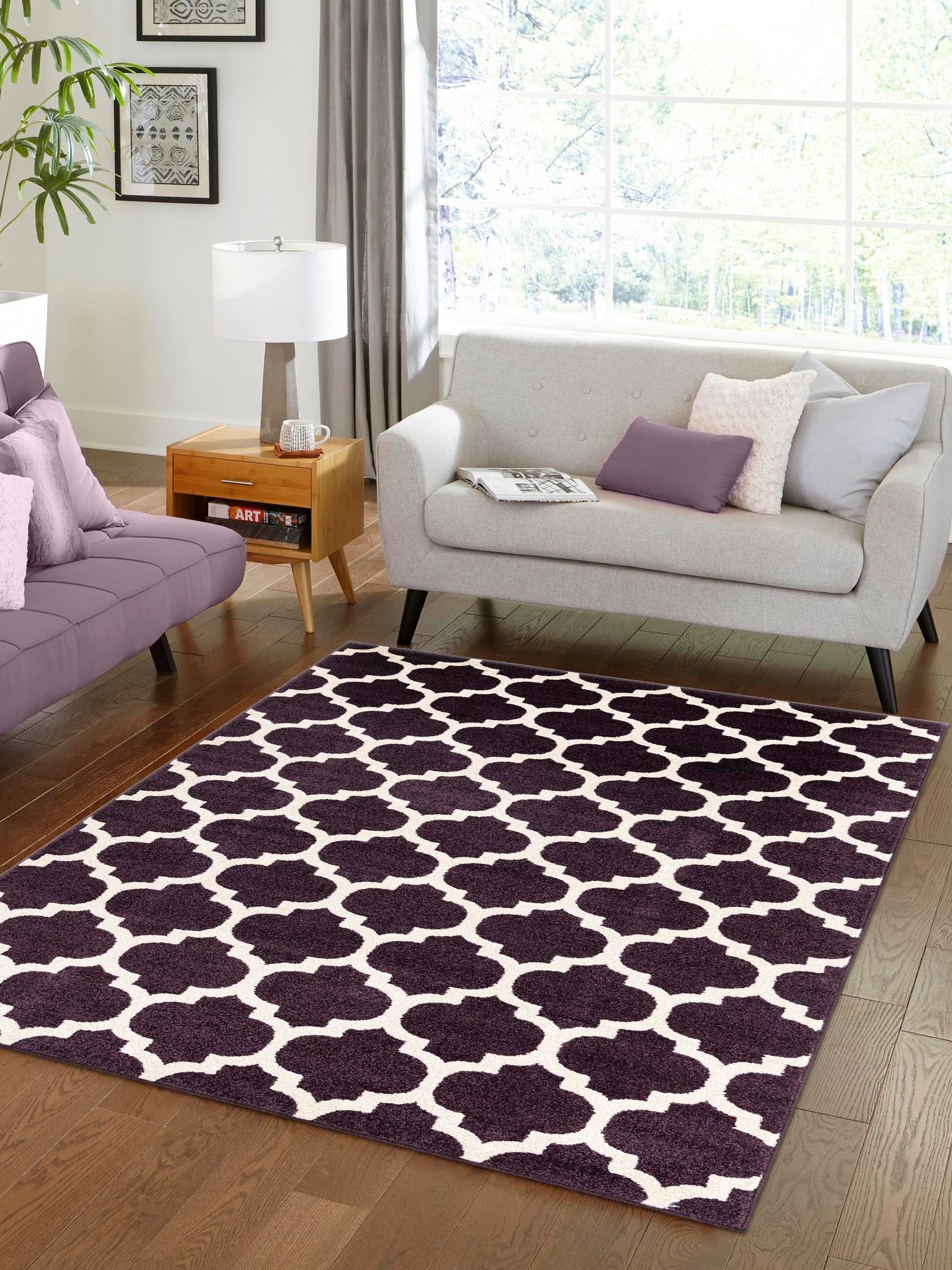 Purple 7' 1 x 10' Trellis Rectangle Area Rug