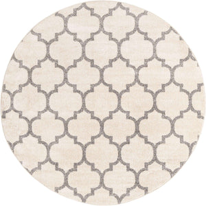 Beige and Gray 6' 1 x 6' 1 Trellis Round Rug