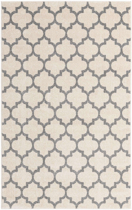 Beige and Gray 5' 3 x 8' Trellis Rectangle Area Rug