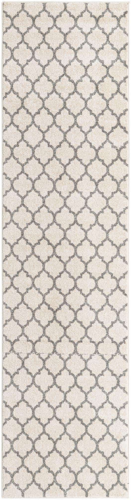 Beige and Gray 2' 7 x 10' Trellis Runner Area Rug