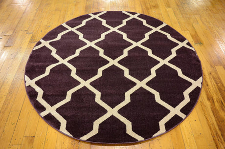 Dark Violet 6' 1 x 6' 1 Trellis Round Area Rug