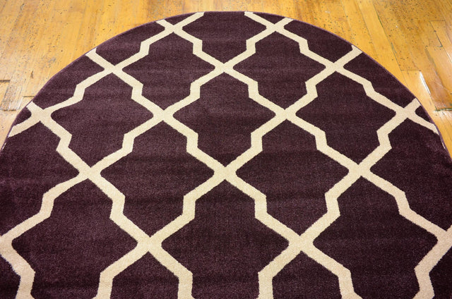 Dark Violet 6' 1 x 6' 1 Trellis Round Area Rug