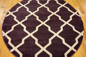 Dark Violet 6' 1 x 6' 1 Trellis Round Area Rug