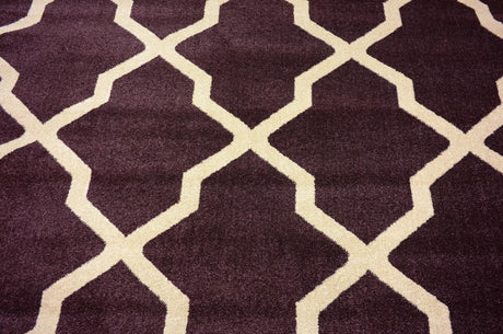 Dark Violet 6' 1 x 6' 1 Trellis Round Area Rug Geometric Modern Unique Durable Easy Clean Carpet for Contemporary Interior Design for Sale at Rug Engine