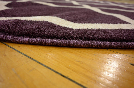 Dark Violet 6' 1 x 6' 1 Trellis Round Area Rug Geometric Modern Unique Durable Easy Clean Carpet for Contemporary Interior Design for Sale at Rug Engine