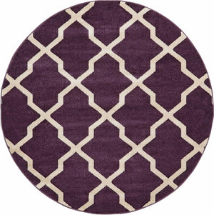 Dark Violet 6' 1 x 6' 1 Trellis Round Area Rug
