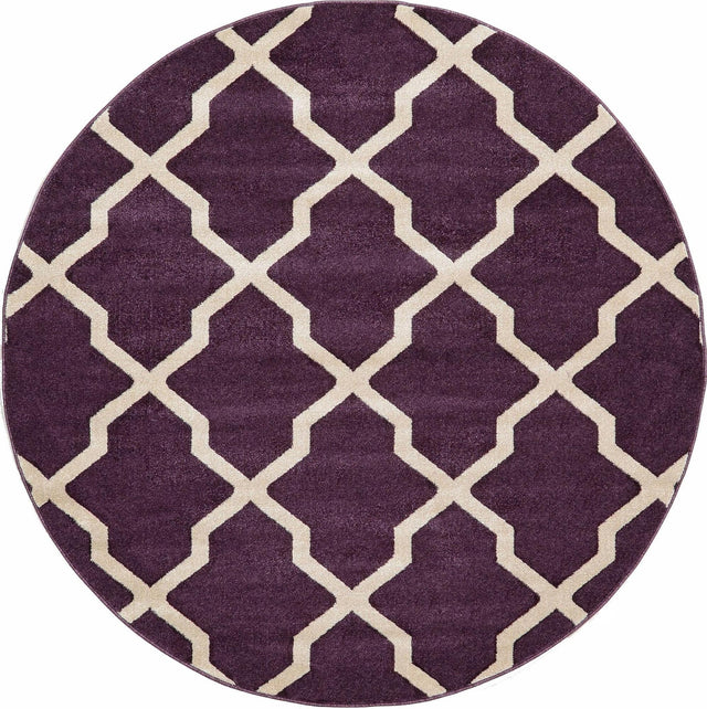 Dark Violet 6' 1 x 6' 1 Trellis Round Area Rug
