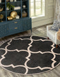 Black and White 3' 3 x 3' 3 Trellis Round Area Rug