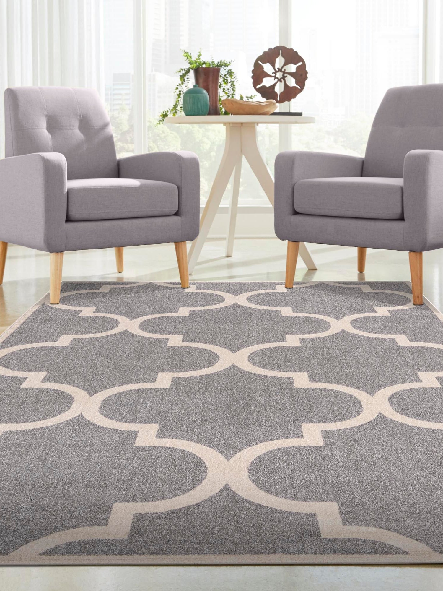 Gray 7' 1 x 10' Trellis Rectangle Area Rug