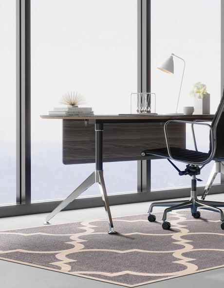 Gray 7' 1 x 10' Trellis Rectangle Area Rug Geometric Modern Unique Durable Easy Clean Carpet for Contemporary Interior Design for Sale at Rug Engine