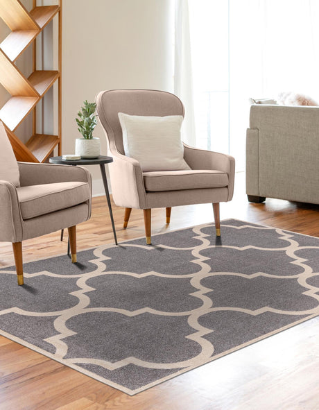 Gray 7' 1 x 10' Trellis Rectangle Area Rug Geometric Modern Unique Durable Easy Clean Carpet for Contemporary Interior Design for Sale at Rug Engine