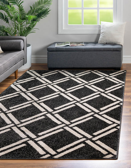Black 3' 3 x 5' 3 Trellis Rectangle Area Rug