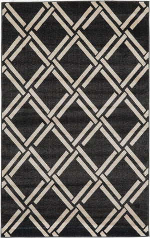 Black 5' 1 x 8' Trellis Rectangle Area Rug