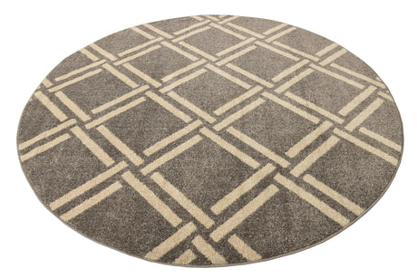 Gray 8' x 8' Trellis Round Area Rug Geometric Modern Unique Durable Easy Clean Carpet for Contemporary Interior Design for Sale at Rug Engine