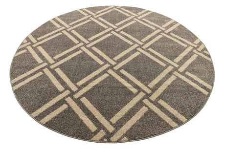 Gray 8' x 8' Trellis Round Area Rug Geometric Modern Unique Durable Easy Clean Carpet for Contemporary Interior Design for Sale at Rug Engine
