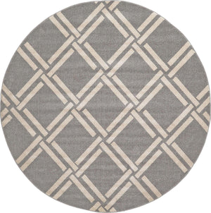 Gray 8' x 8' Trellis Round Area Rug