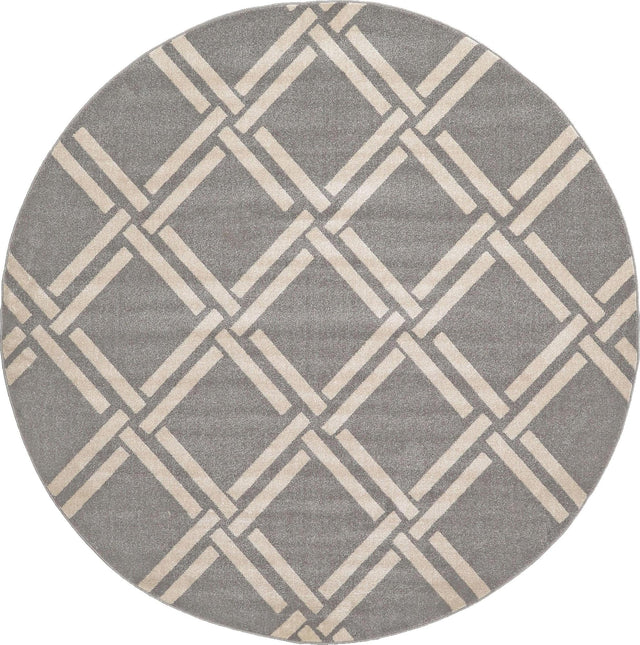 Gray 8' x 8' Trellis Round Area Rug