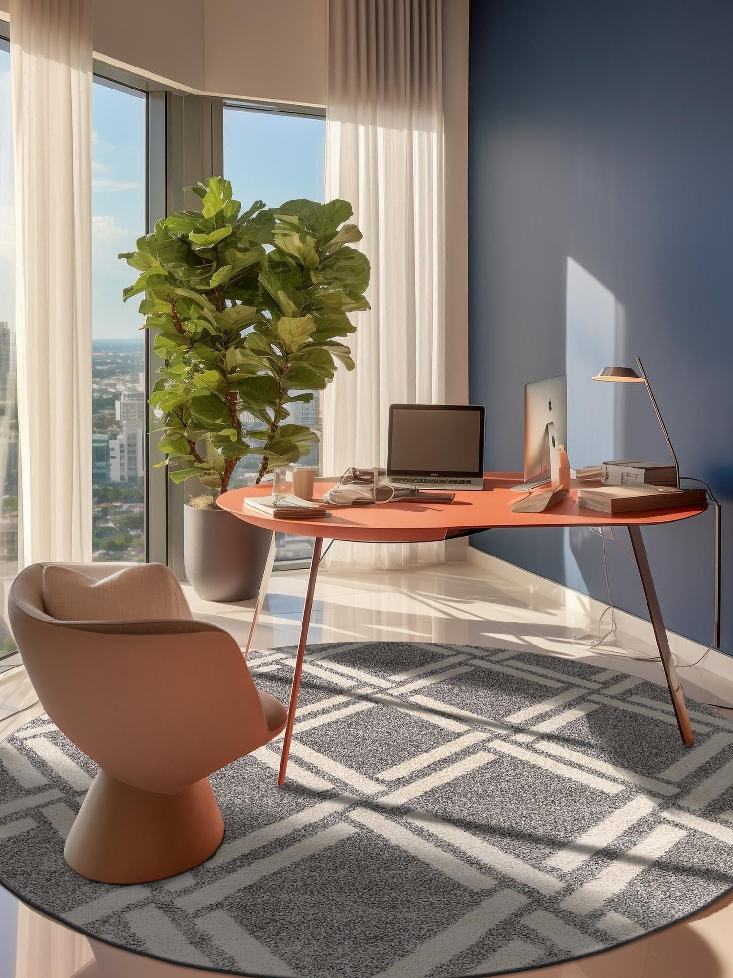 Gray 6' 1 x 6' 1 Trellis Round Area Rug