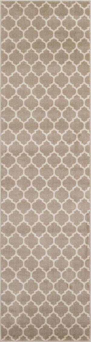 Light Brown 2' 7 x 10' Trellis Runner Area Rug