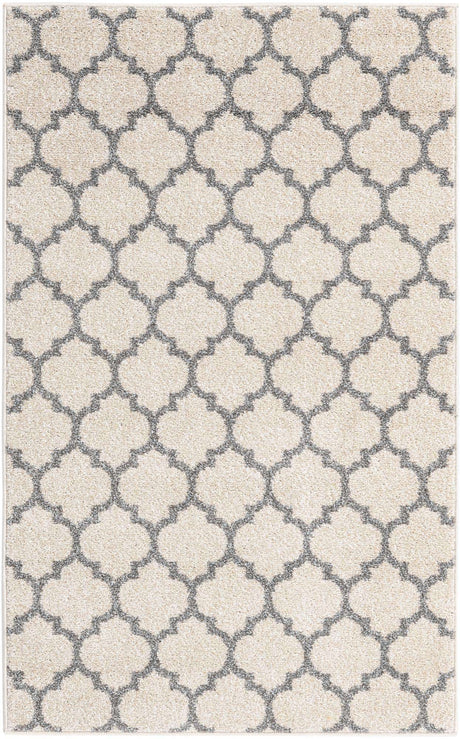Beige and Gray 3' 1 x 5' 3 Trellis Rectangle Area Rug